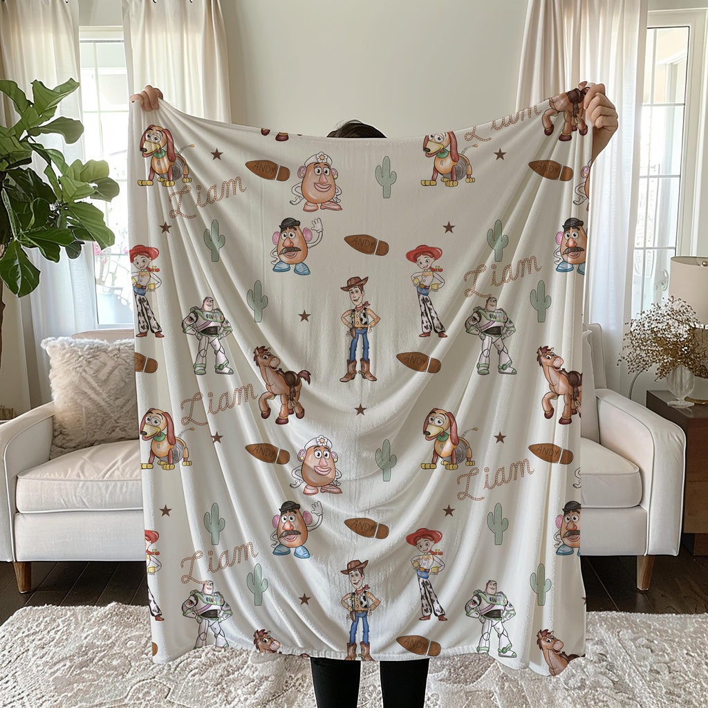 Personalized Toy-Inspired Velveteen Plush Blanket, Cozy Kids Blanket, Perfect Gift for Birthdays, Baby Showers, Playrooms, Nursery