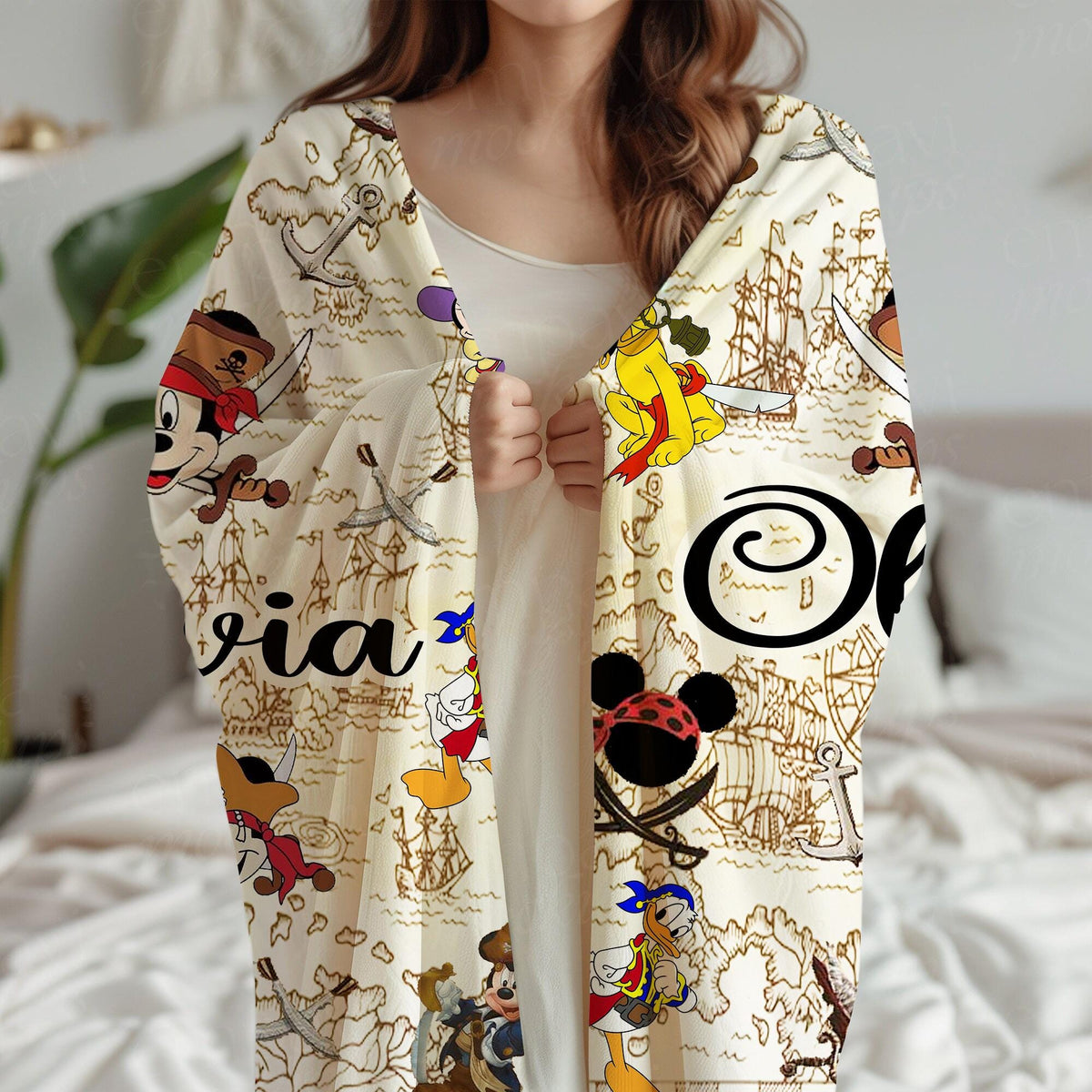 Personalized Pirates Of The Caribbean Blanket, Mickey and Friends Pirates Blanket, Custom Name gift, Disney Family Cruise Trip blankets