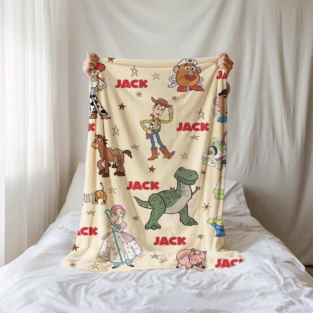 Disney Toy Story Personalized Blanket, Custom Name gift, Woody Buzz T-Rex Jessie Blankets, Toy Story Blankets, Toy Story Characters blanket