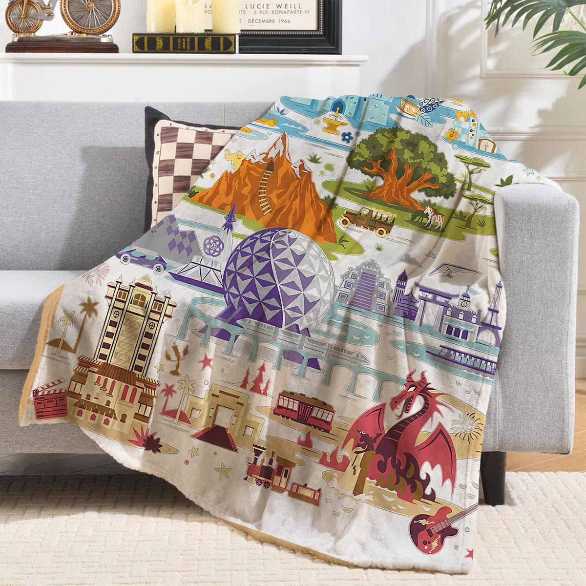 Disney Parks Blankets, Happiest Place On Earth, Magical Castle Blanket, Four Parks Disney World Throw, Magic Kingdom Blanket, Epcot Blanket