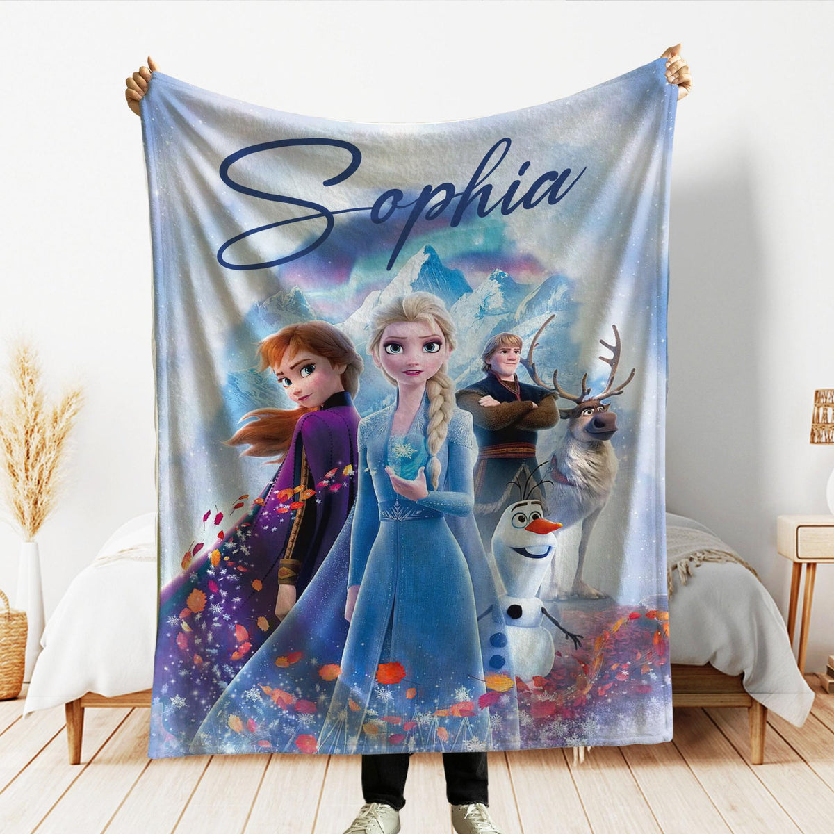 Personalized Disney Frozen Blanket, Custom Name gift, Elsa Anna Blanket, Disney Princess Blanket, Frozen Elsa Throw, Anna Elsa Bruni Olaf