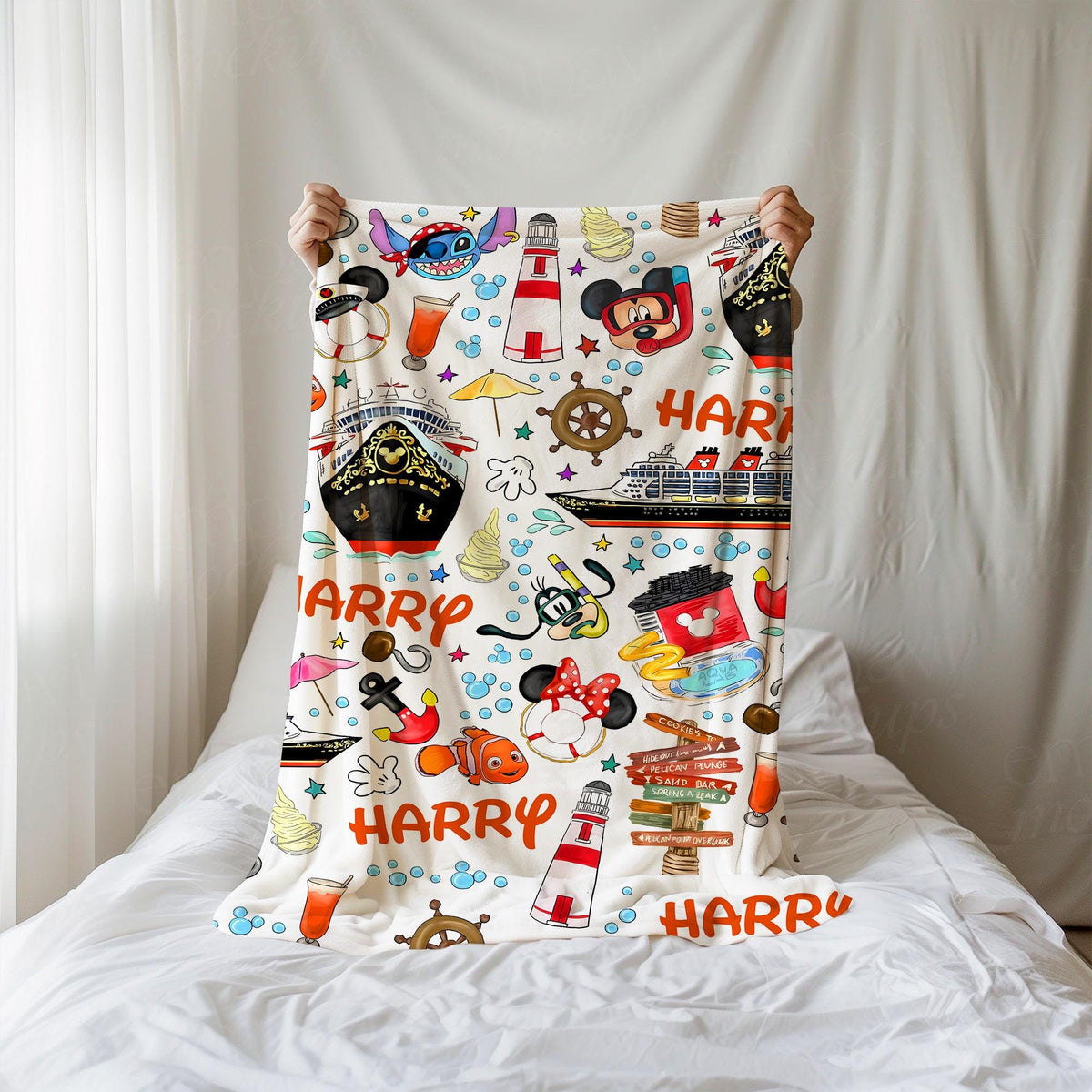 Personalized Mickey and Friends Cruise Blanket, Custom Disney Family Cruise Trip blankets, Disney Wish Dream Magic, Cruise Birthday Gifts