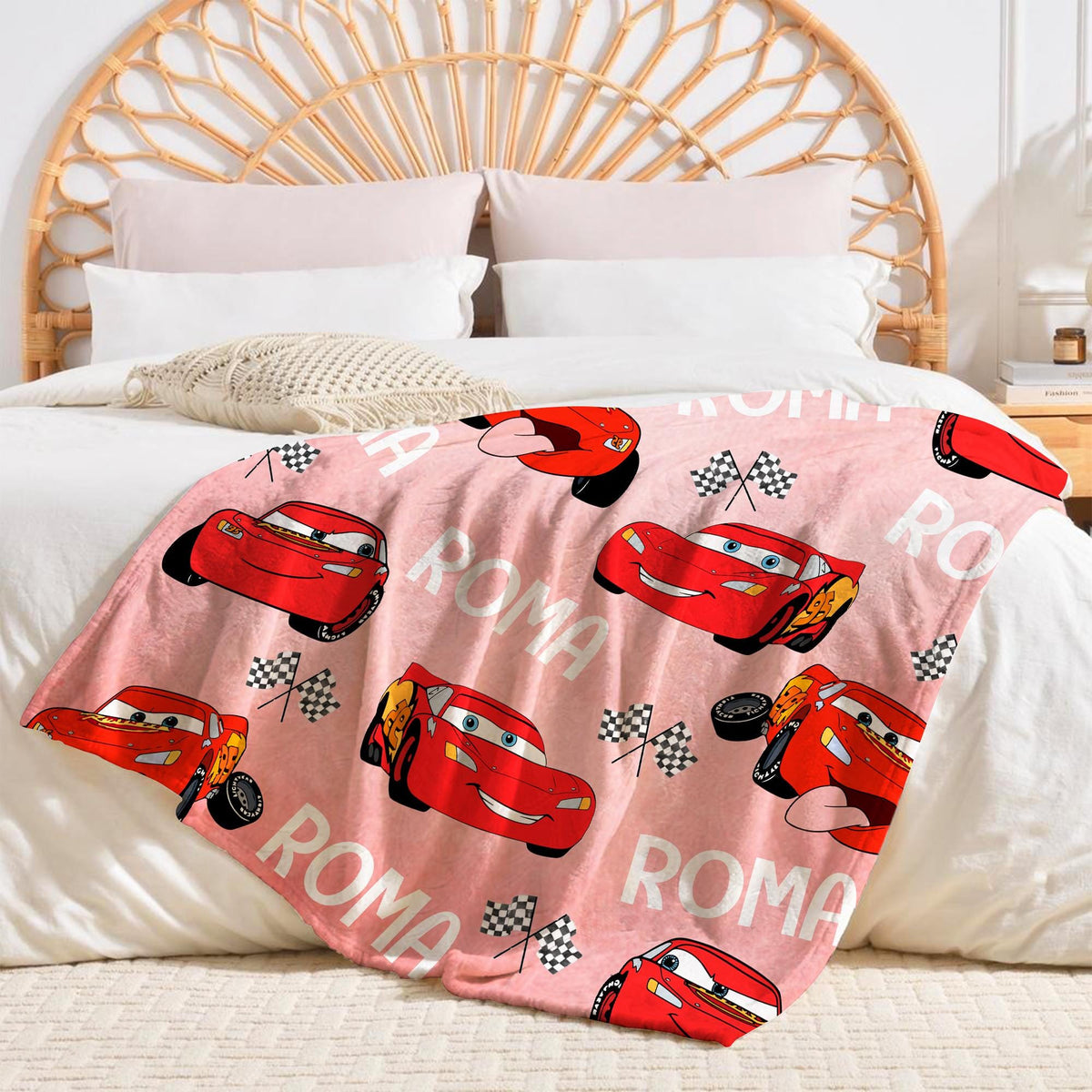 Personalized Lightning Mcqueen Blanket, Custom Name MCQueen Blanket, Disney Pixar Cars Blankets, Radiator Springs Throw, Piston cup Blanket