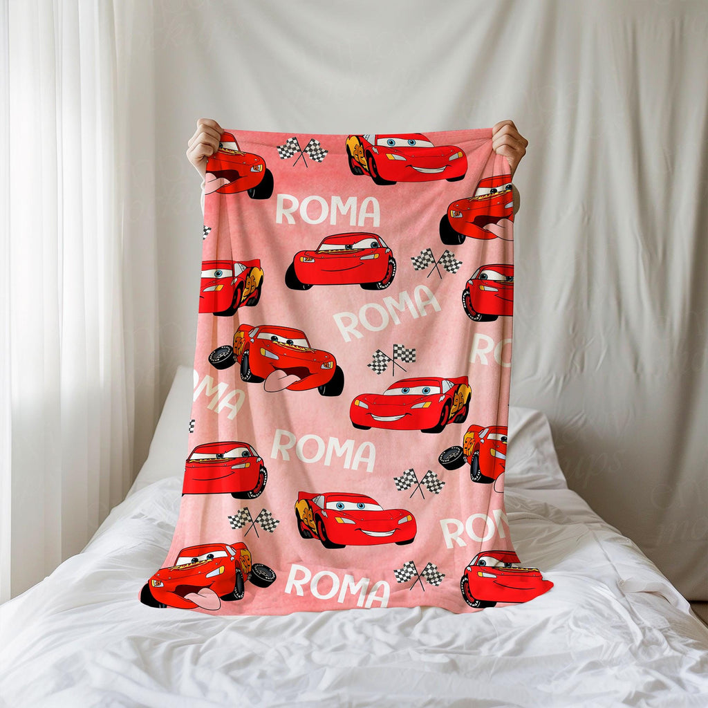 Personalized Lightning Mcqueen Blanket, Custom Name MCQueen Blanket, Disney Pixar Cars Blankets, Radiator Springs Throw, Piston cup Blanket