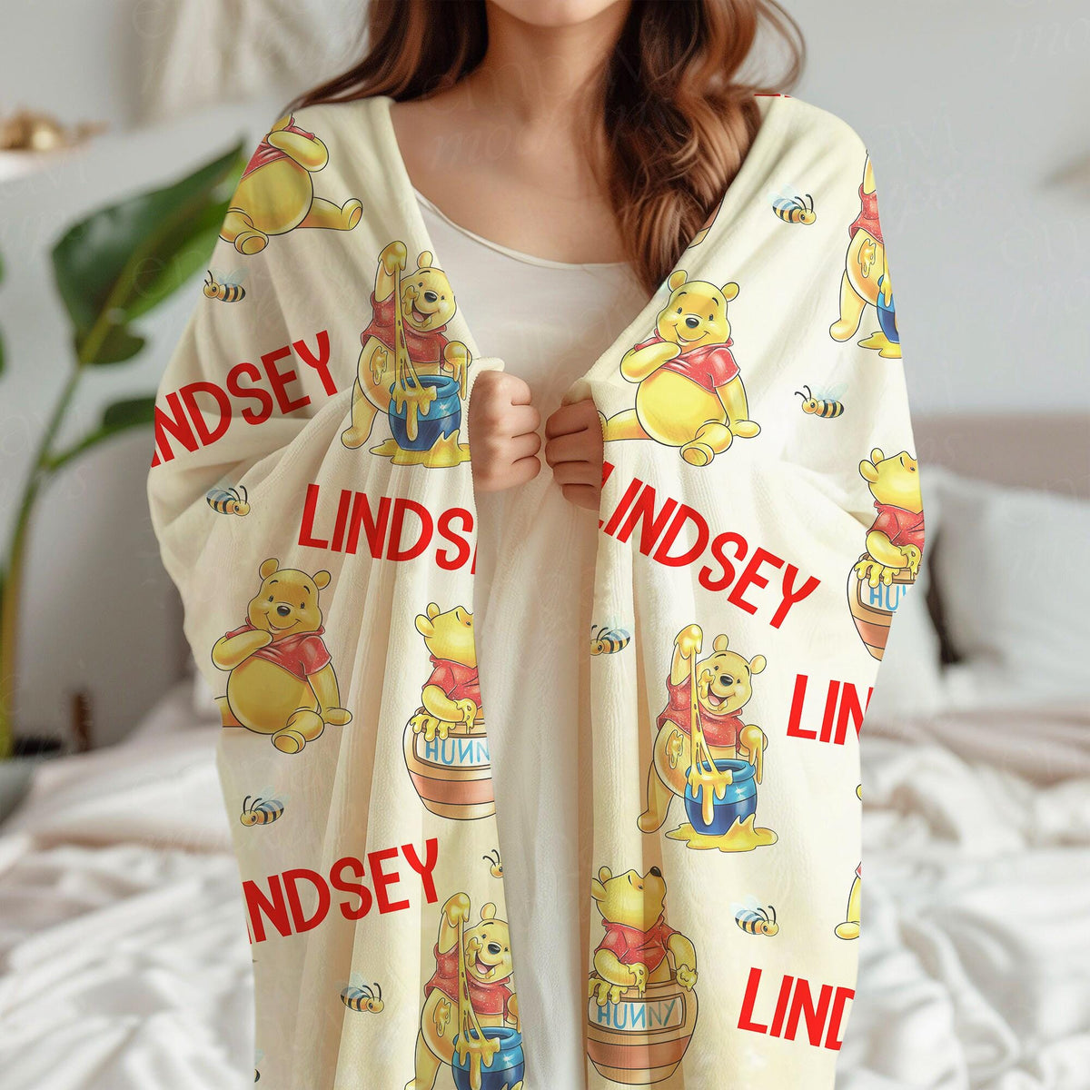 Custom Disney Winnie The Pooh Blanket, Pooh Bear Blankets, Custom Name gift, Pooh Birthday blankets, Pooh Decor, Winnie Pooh Blankets
