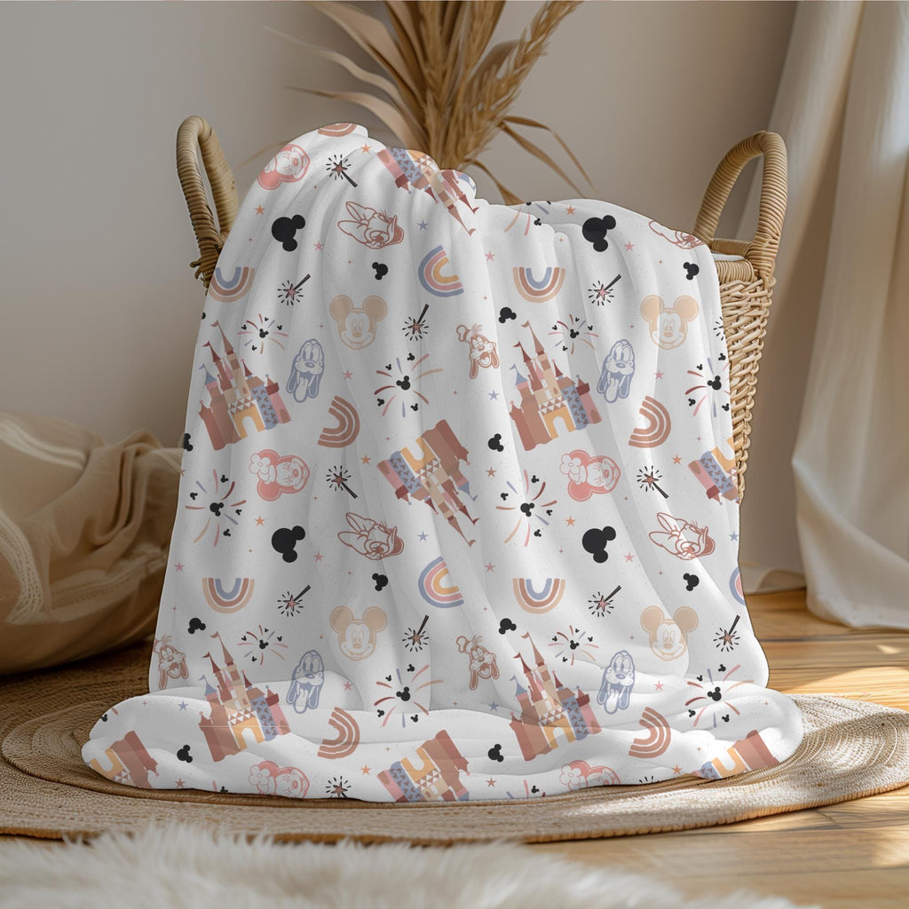Mickey Castle Baby Blanket, Baby Shower Gift, Customizable Blanket, Disney Blanket, Disney Home Decor, Castle Blanket, Sherpa Blanket