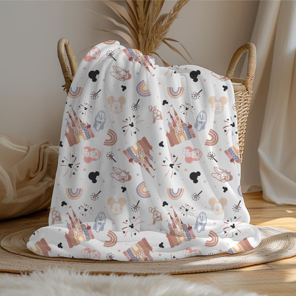 Mickey Castle Baby Blanket, Baby Shower Gift, Customizable Blanket, Disney Blanket, Disney Home Decor, Castle Blanket, Sherpa Blanket
