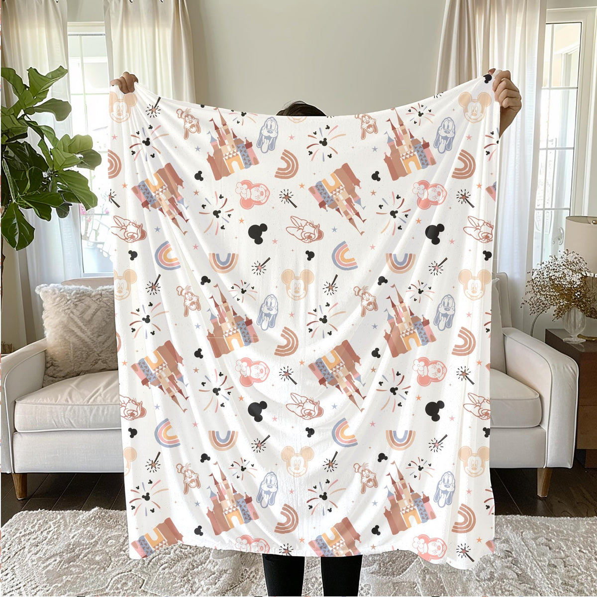 Mickey Castle Baby Blanket, Baby Shower Gift, Customizable Blanket, Disney Blanket, Disney Home Decor, Castle Blanket, Sherpa Blanket