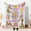Personalized Coquette Bows Rapunzel Blanket, Watercolor Frame Coquette Bows Disney Princess Shirt, WDW Birthday Girl Blanket, Tangled Throw