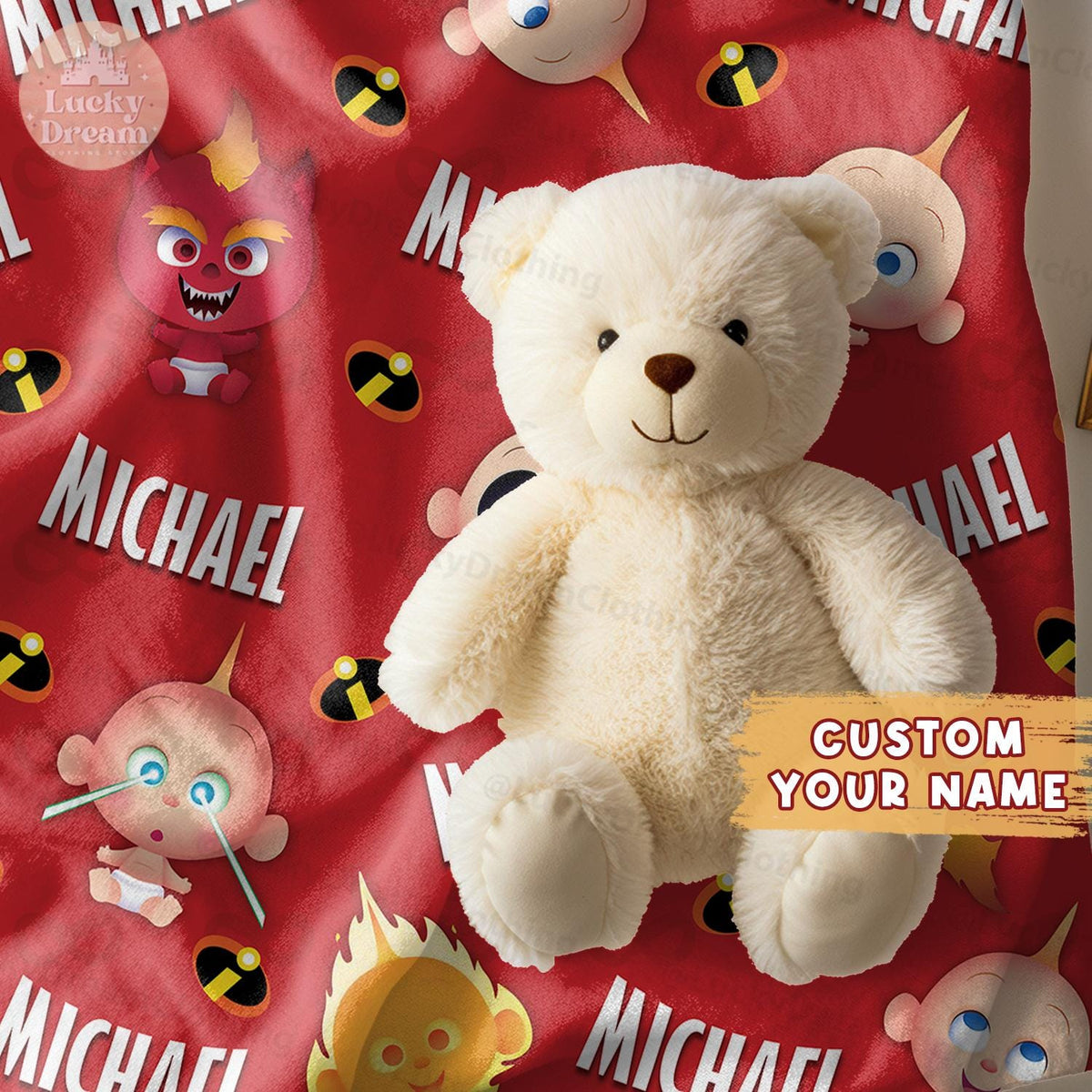 Personalized Disney Pixar Jack Jack The Incredibles Blanket, Custom Name Disney Incredibles Baby Kids Blanket, Disney Birthday Gift For Boy