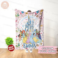Personalized Disney Princess Blanket, Custom name Disney Princess Blanket, Gift for Daughter, Birthday Gift Idea For Her, Gift for Baby Girl