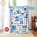 Personalized Lilo Stitch Baby Blanket, Custom Name Stitch Baby Kids Name Blanket, Stitch Blanket, Disney Trip Birthday Gift For Boy Girl