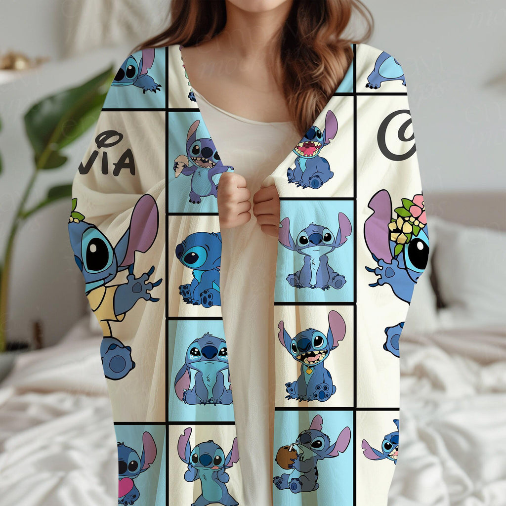 Personalized Disney Stitch Blanket, Stitch Angel Blankets, Lilo and Stitch Blanket, Birthday Boy Girl Gifts, Kids Name Blanket, Baby Gifts