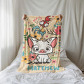 Personalized Moana Blankets, Pua And Hei Hei Blanket, Floral Moana Blanket, Pua Blanket, Birthday Boy Girl Gifts, Kids Name Blanket