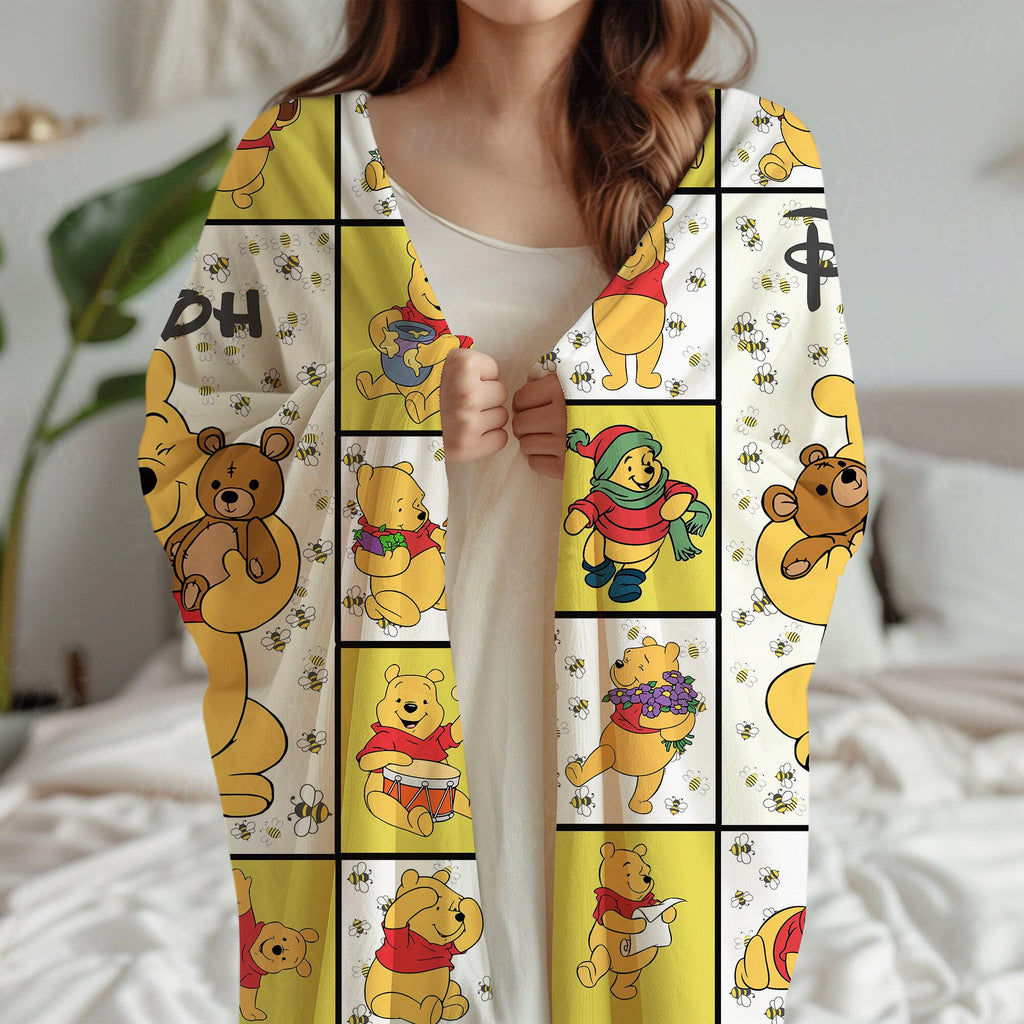 Classic Winnie The Pooh Blanket, Pooh Blankets, Disney Throw Decor, Pooh Birthday blankets, Baby Pooh Bear Throw, Birthday Gifts