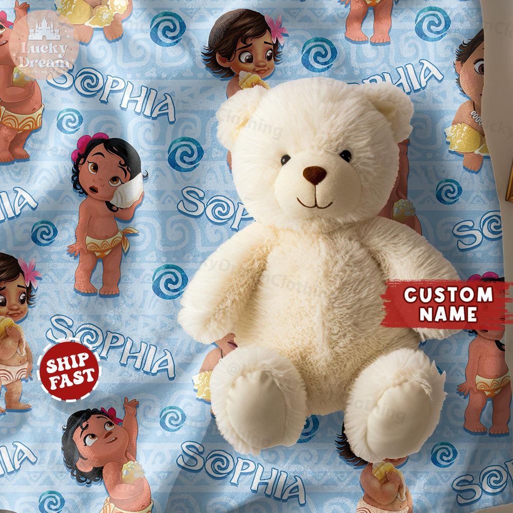 Custom Blanket Disney Moana, Baby Princess Moana Birthday Gift, Baby Girl Blanket Princess Blanket Moana Blanket Maui Hei Hei Tamatoa