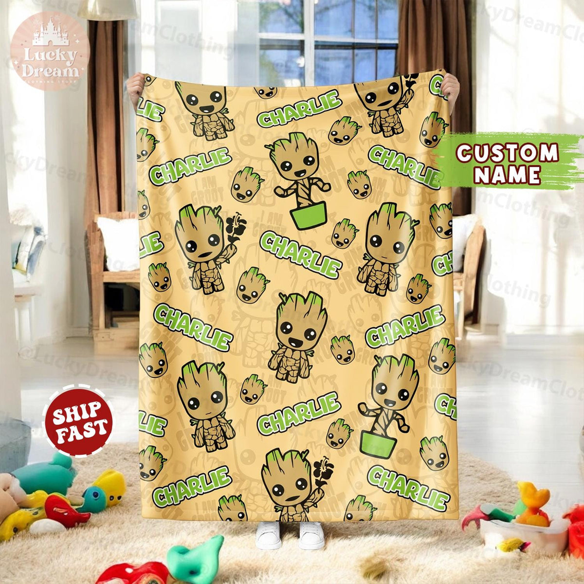 Custom Name Blanket Marval Baby Groot, Marvel I Am Groot Blanket, The Guardians of the Galaxy Blanket, Avengers Blanket