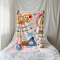 Personalized Coquette Bow Pooh & friends Blanket, Pooh Mirror Coquette Bows throw, Disneyland Birthday Girl Blanket, Girly aesthetic Blanket