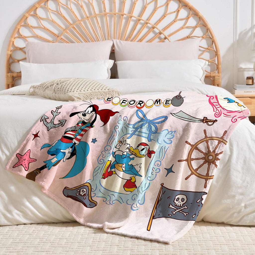 Coquette Bow Disney Pirate Cruise Blanket, Disney Cruise Family Blanket, Mickey Minnie Pirate Throw, Yo Ho Ho Pirate's Life For Me Blanket