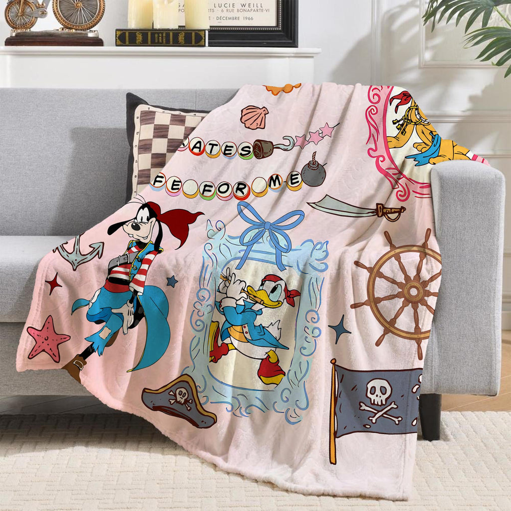 Coquette Bow Disney Pirate Cruise Blanket, Disney Cruise Family Blanket, Mickey Minnie Pirate Throw, Yo Ho Ho Pirate's Life For Me Blanket
