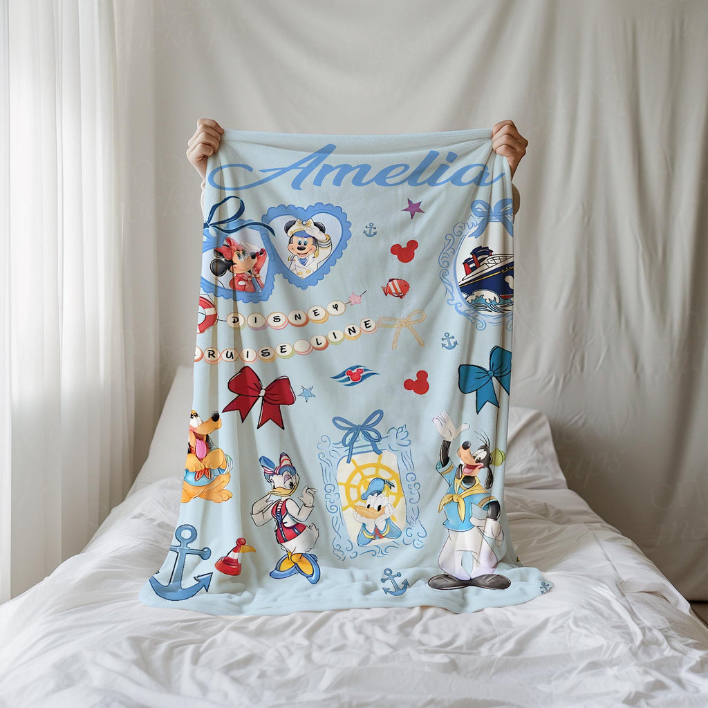 Custom Coquette Bow Disney Cruise Blanket, Disney Cruise Family Blanket, Mickey Minnie Pirate Throw, Yo Ho Ho Pirate's Life For Me Blanket