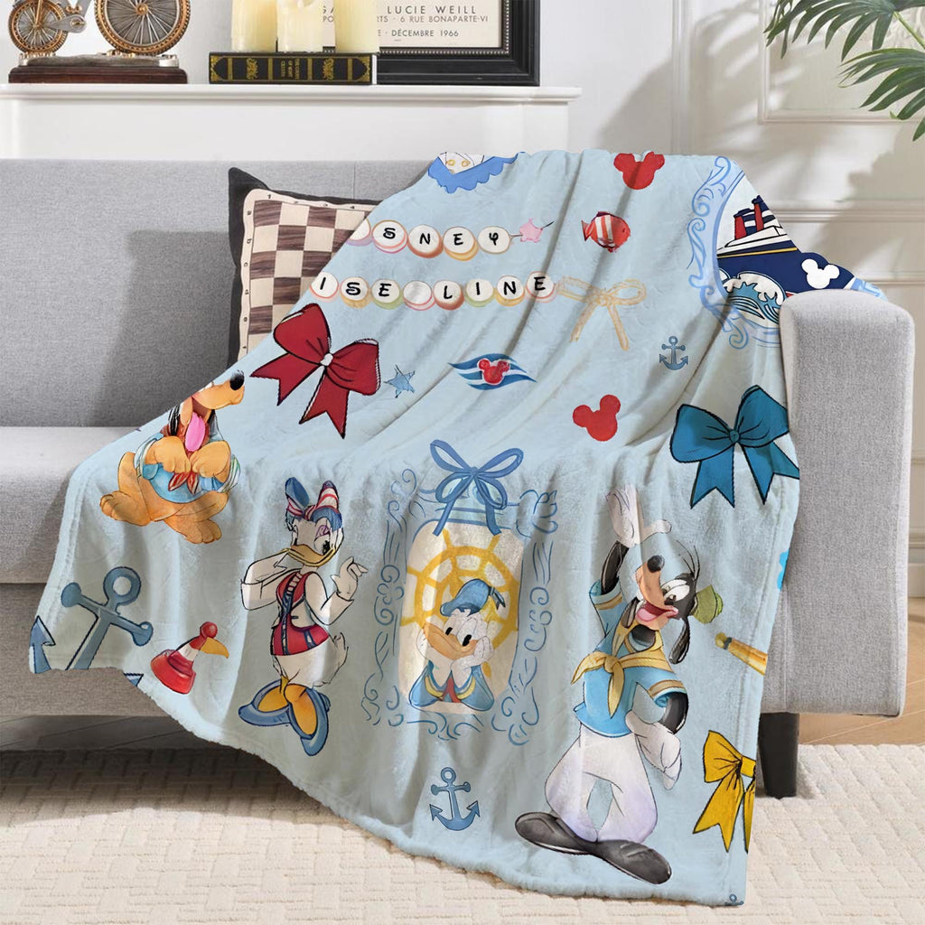 Custom Coquette Bow Disney Cruise Blanket, Disney Cruise Family Blanket, Mickey Minnie Pirate Throw, Yo Ho Ho Pirate's Life For Me Blanket