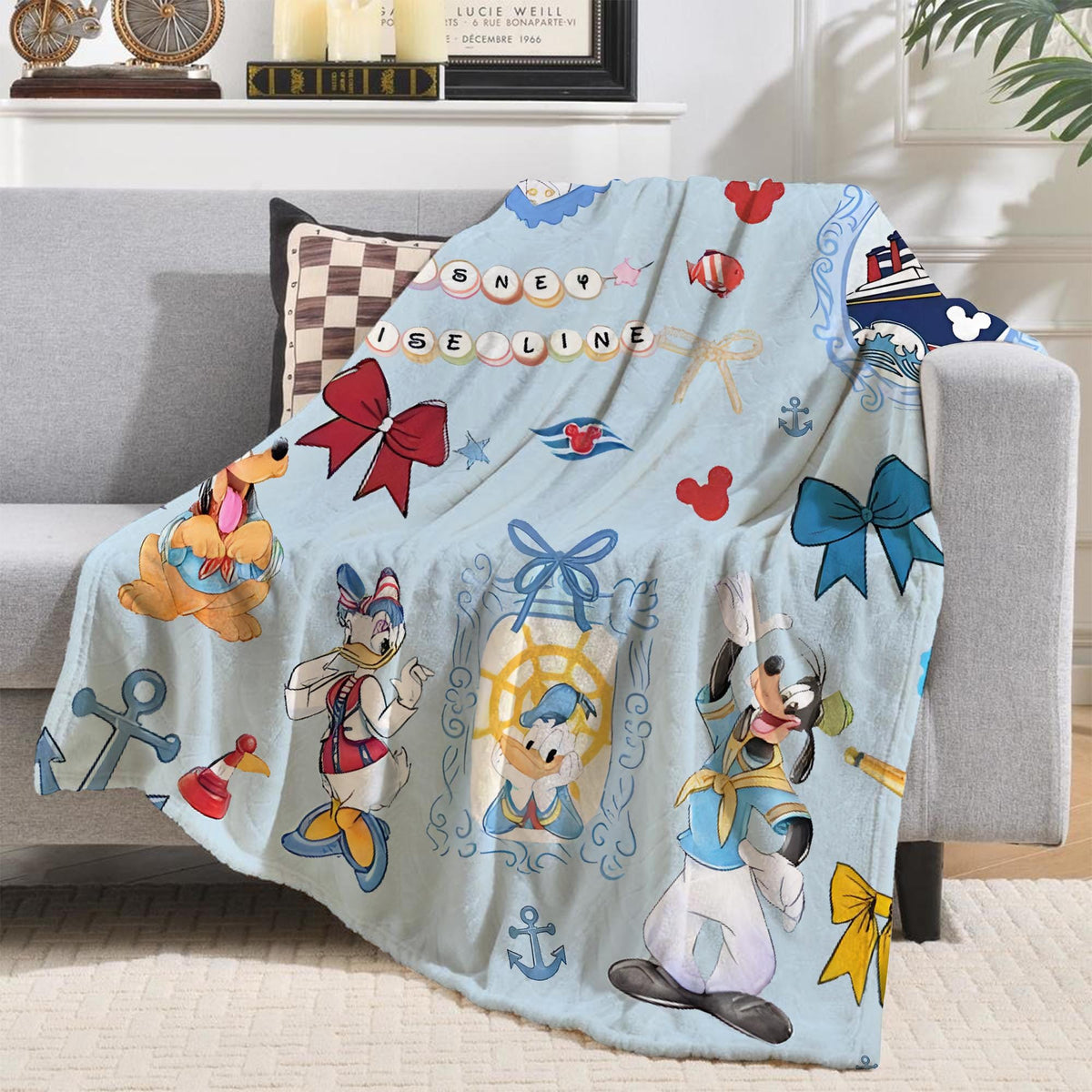 Custom Coquette Bow Disney Cruise Blanket, Disney Cruise Family Blanket, Mickey Minnie Pirate Throw, Yo Ho Ho Pirate's Life For Me Blanket