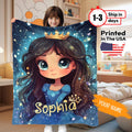 Custom Princess Blanket, Kids Name Blanket, Personalized Baby Girl Blanket, Kids Blanket, Baby Shower Birthday Gift for her, Blanket for Her