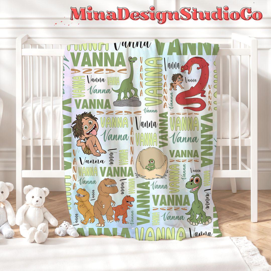 Personalized Watercolor Disney The Good Dinosaur Blanket, Arlo Spot Dinosaur Birthday Boy, Birthday Girl, Dinosaur Lovers Family Home Decor