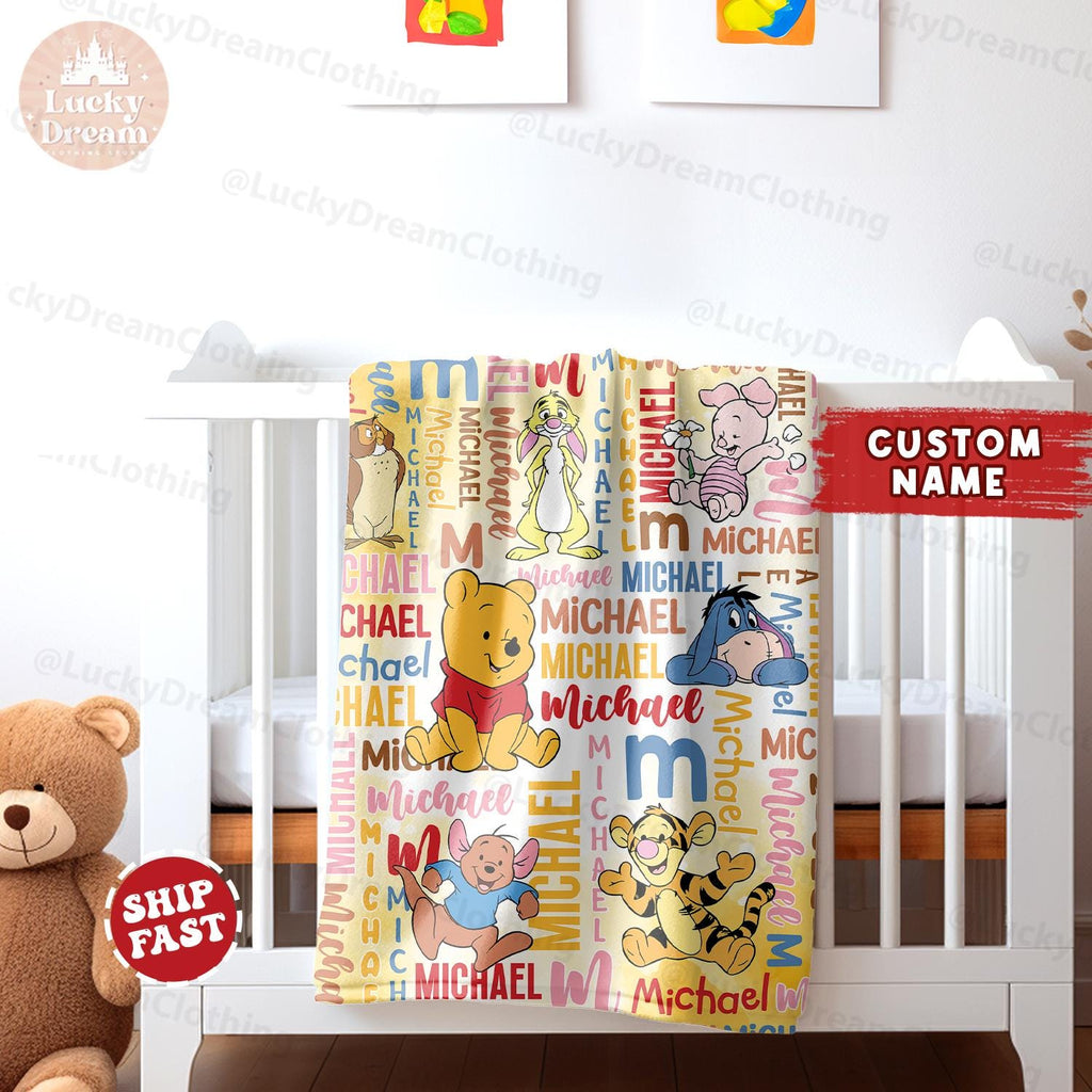 Personalized Winnie The Pooh Baby Blanket, Pooh Bear And Friends Blanket, Gift For Boys And Girls Blanket, Baby Blanket Disney Home Decor