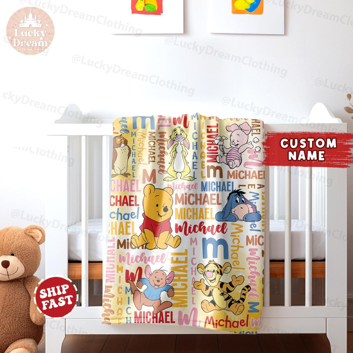 Personalized Winnie The Pooh Baby Blanket, Pooh Bear And Friends Blanket, Gift For Boys And Girls Blanket, Baby Blanket Disney Home Decor