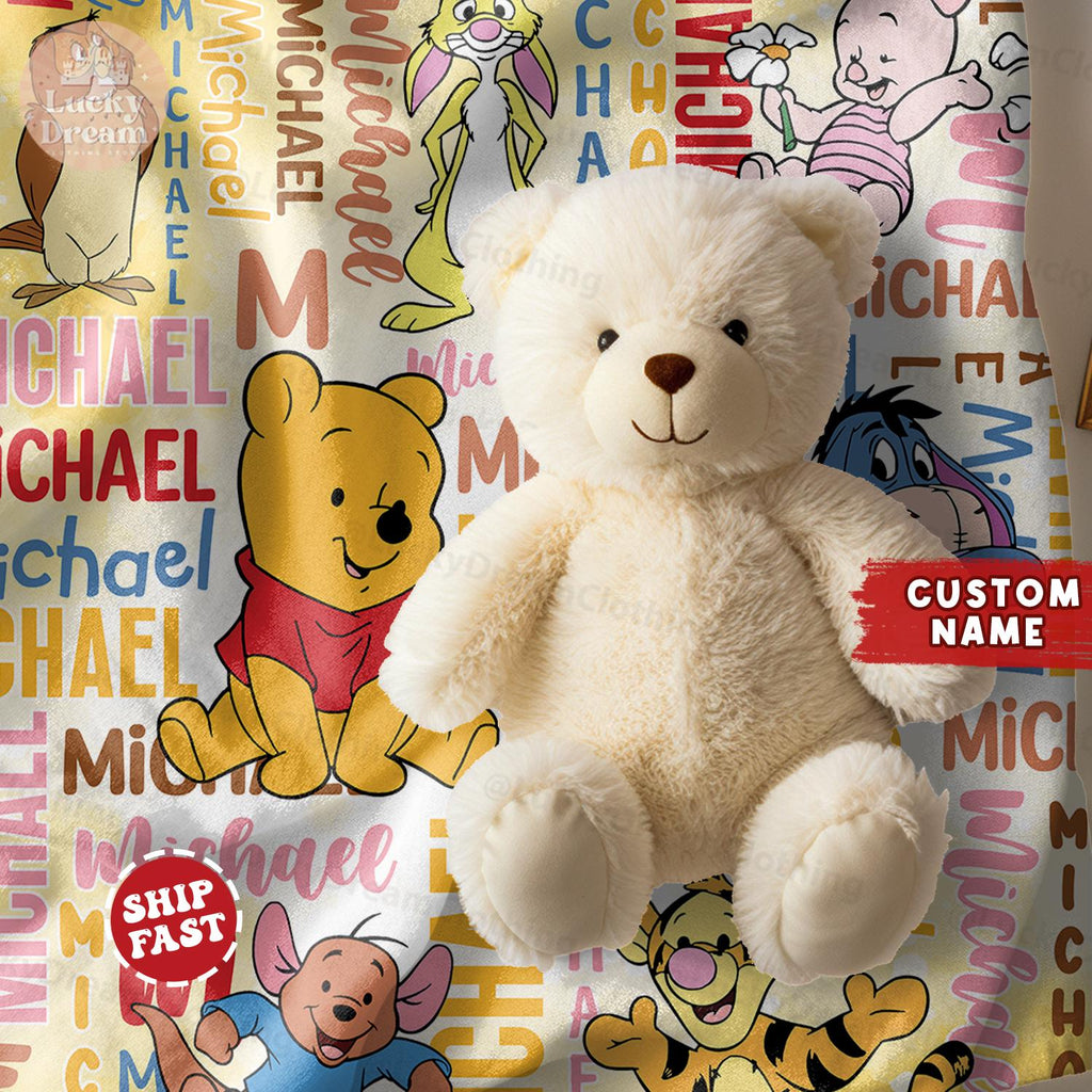 Personalized Winnie The Pooh Baby Blanket, Pooh Bear And Friends Blanket, Gift For Boys And Girls Blanket, Baby Blanket Disney Home Decor