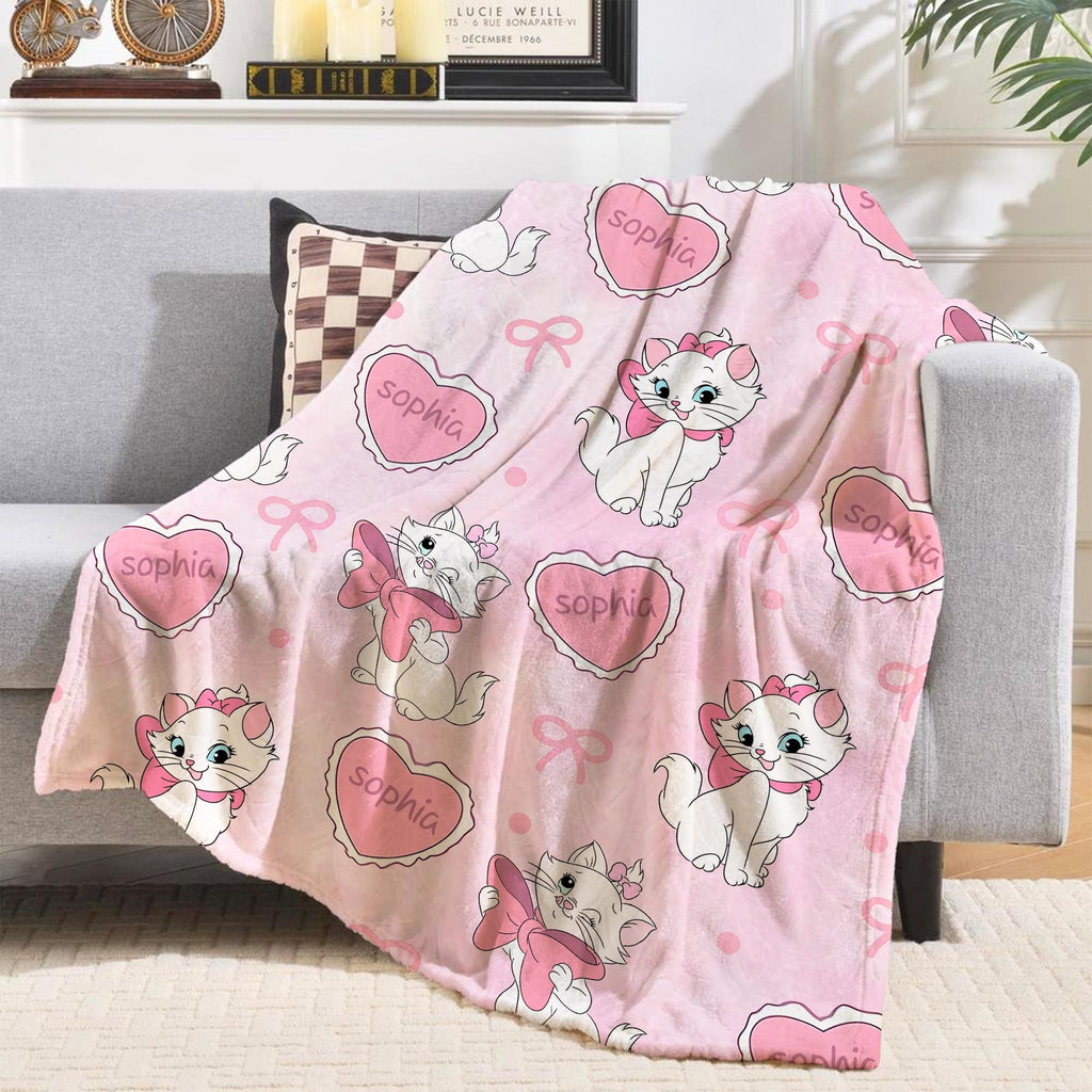 Personalized Coquette Marie Aristocats Blanket, Disney Cat Blanket, Aristocats Blanket, Disney Bows Blanket, Marie Cat Birthday Girls Gift