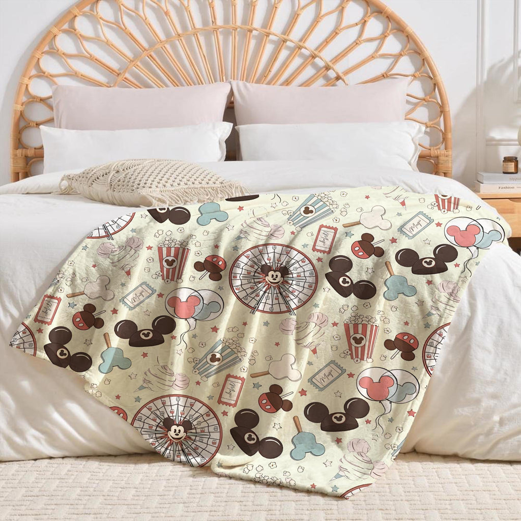 Personalized Magical Pastel Park Snacks Blanket, Custom Kids Name, Mickey Minnie Blankets, Disneyland Blankets, Magical Castle Blanket Throw