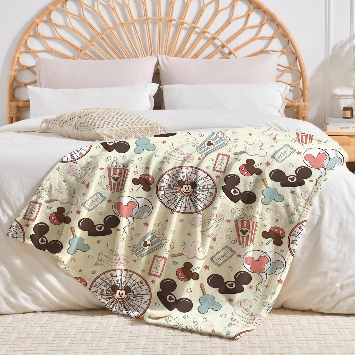 Personalized Magical Pastel Park Snacks Blanket, Custom Kids Name, Mickey Minnie Blankets, Disneyland Blankets, Magical Castle Blanket Throw