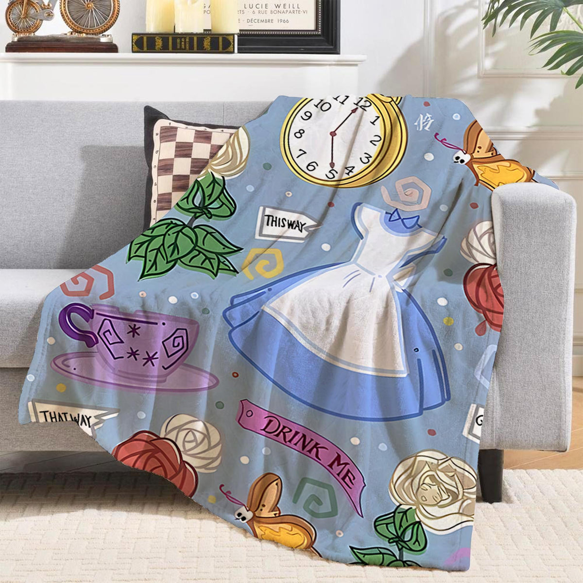 Disney Alice In Wonderland Blanket, Disney Alice Blanket, Birthday Girls, Cheshire Cat Blanket, Mad Hatter Throw, Queen of Hearts Blanket