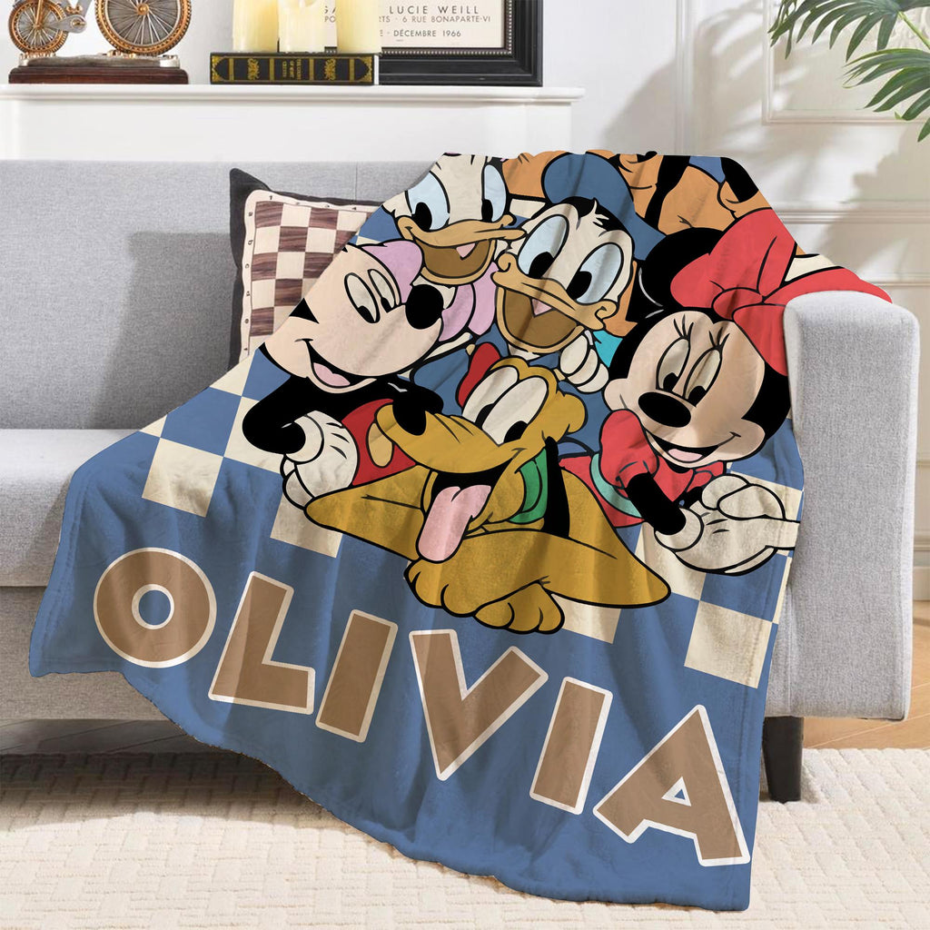 Custom Retro Mickey & Co 1928 Blanket, Mickey Mouse Throw, Magical Blanket, Disney Throw, Disneyworld Throw, Mickey And Friends Blanket