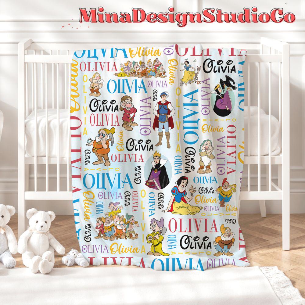 Personalized Watercolor Disney Snow White and the Seven Dwarfs Blanket, Disney Princess Snow White Birthday Girl Home Decor, The Evil Queen