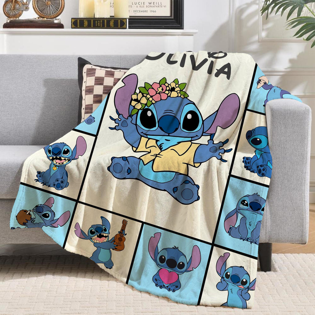 Personalized Disney Stitch Blanket, Stitch Angel Blankets, Lilo and Stitch Blanket, Birthday Boy Girl Gifts, Kids Name Blanket, Baby Gifts