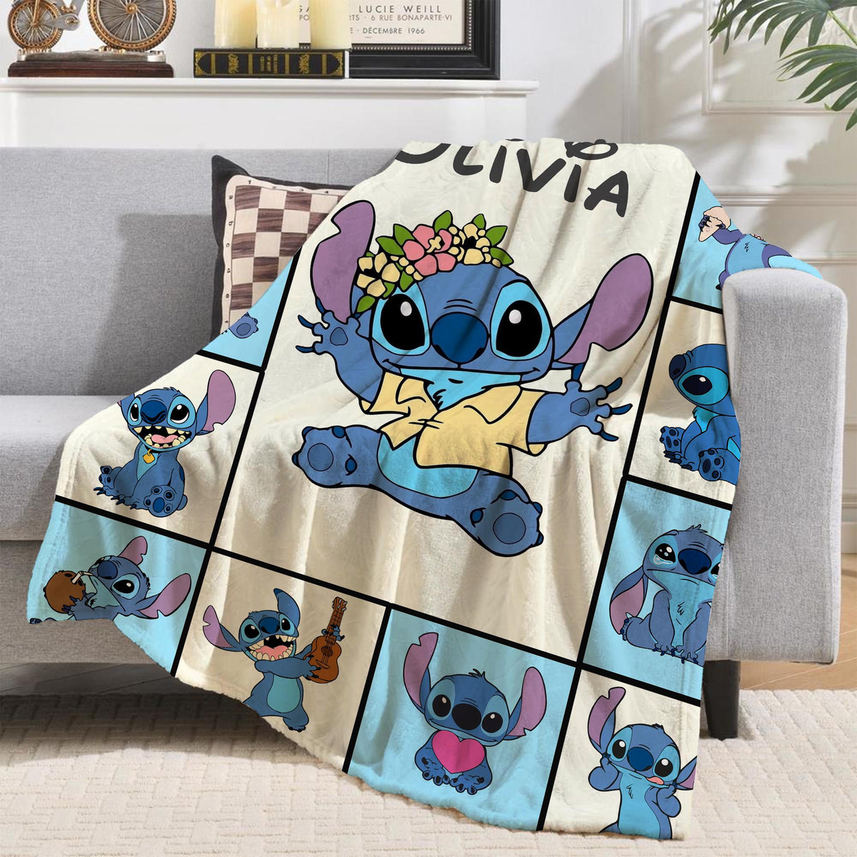 Personalized Disney Stitch Blanket, Stitch Angel Blankets, Lilo and Stitch Blanket, Birthday Boy Girl Gifts, Kids Name Blanket, Baby Gifts