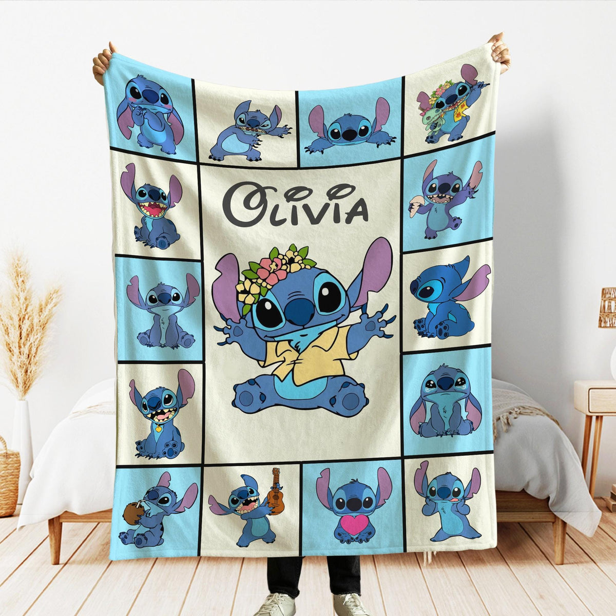 Personalized Disney Stitch Blanket, Stitch Angel Blankets, Lilo and Stitch Blanket, Birthday Boy Girl Gifts, Kids Name Blanket, Baby Gifts