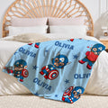 Captain America Personalized Blanket, Marvel Avengers Blanket, Custom Name Throw, Superhero Blanket, Birthday Boys, Captain America Throw