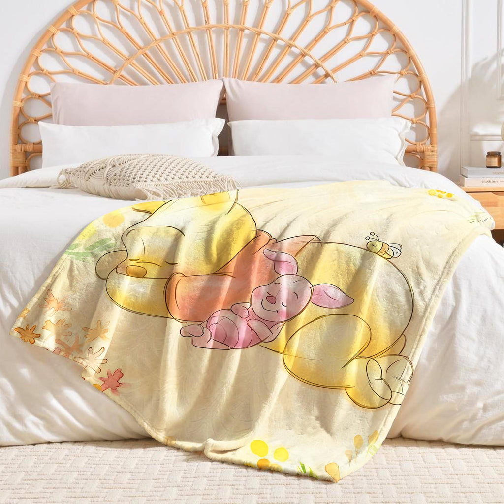 Personalized Classic Winnie The Pooh Blanket, Pooh and Piglet Blankets, Custom Kids Name gift, Pooh Birthday blankets, Baby Pooh Bear Throw