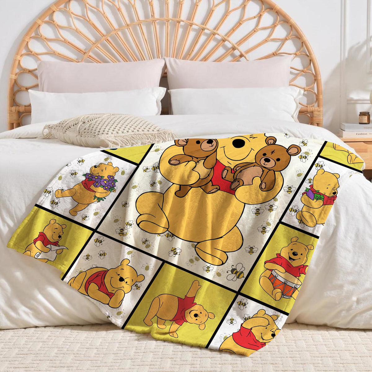 Classic Winnie The Pooh Blanket, Pooh Blankets, Disney Throw Decor, Pooh Birthday blankets, Baby Pooh Bear Throw, Birthday Gifts