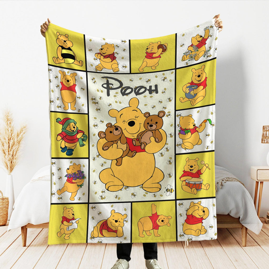 Classic Winnie The Pooh Blanket, Pooh Blankets, Disney Throw Decor, Pooh Birthday blankets, Baby Pooh Bear Throw, Birthday Gifts