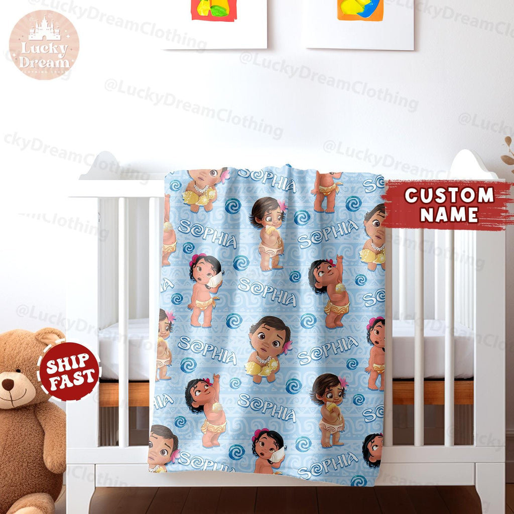 Custom Blanket Disney Moana, Baby Princess Moana Birthday Gift, Baby Girl Blanket Princess Blanket Moana Blanket Maui Hei Hei Tamatoa