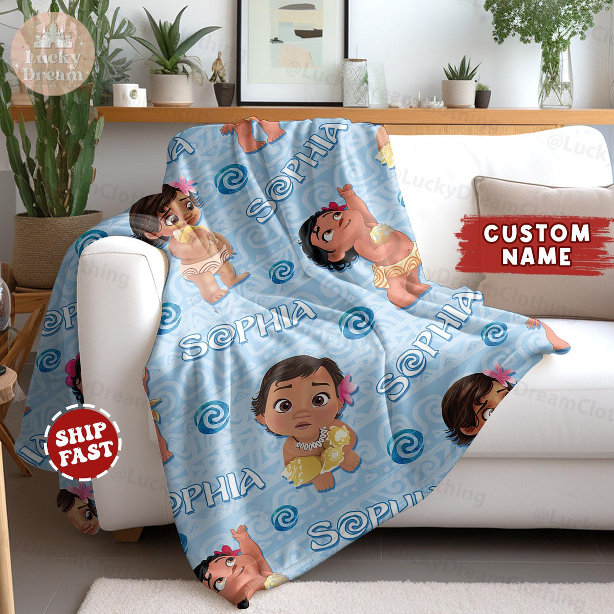 Custom Blanket Disney Moana, Baby Princess Moana Birthday Gift, Baby Girl Blanket Princess Blanket Moana Blanket Maui Hei Hei Tamatoa