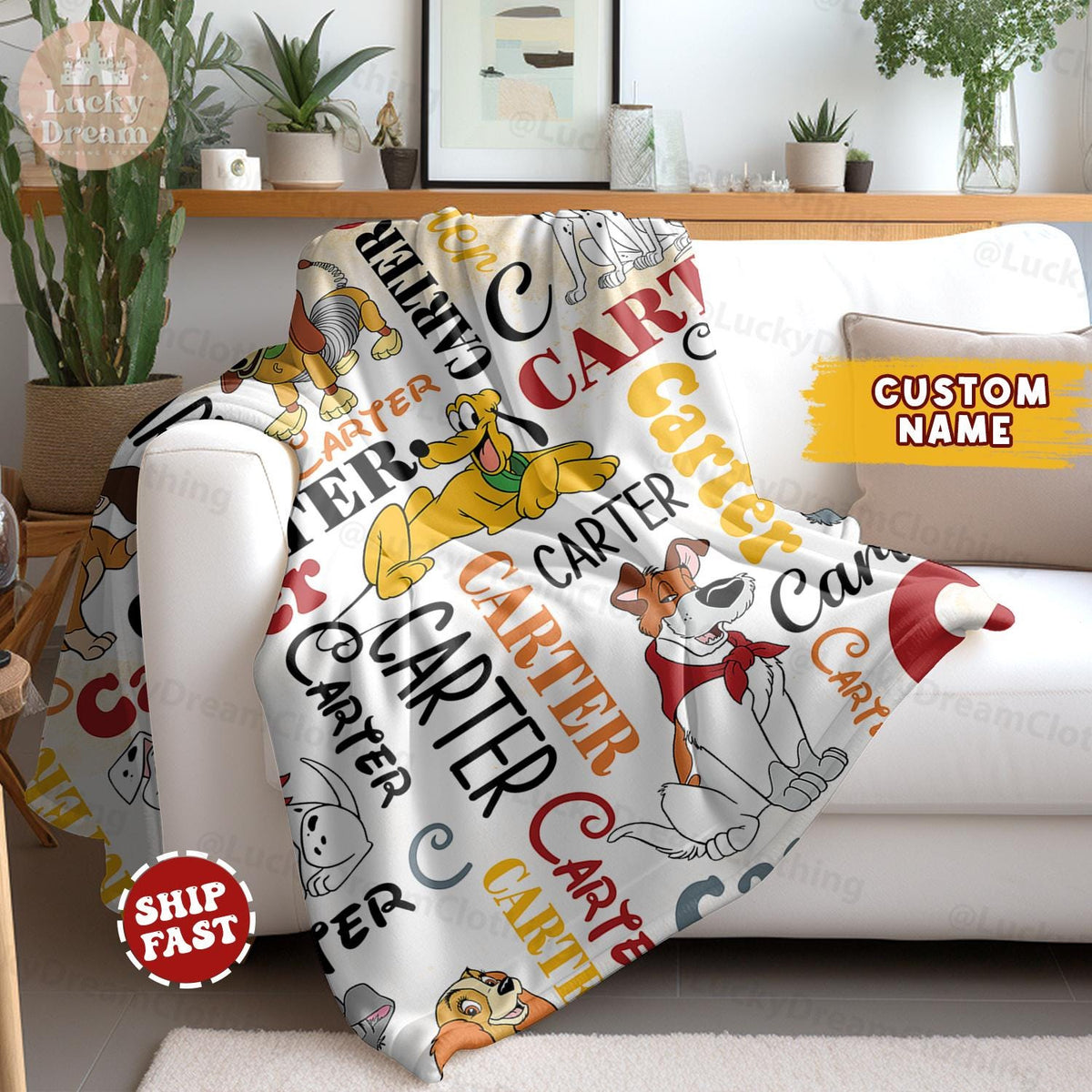 Personalized Disney Dogs Blanket, Custom Name Dog Lovers Baby Girl Blanket, Life Is Better With Dogs, Dog Mom Dad Gift, Disney Pet Animals