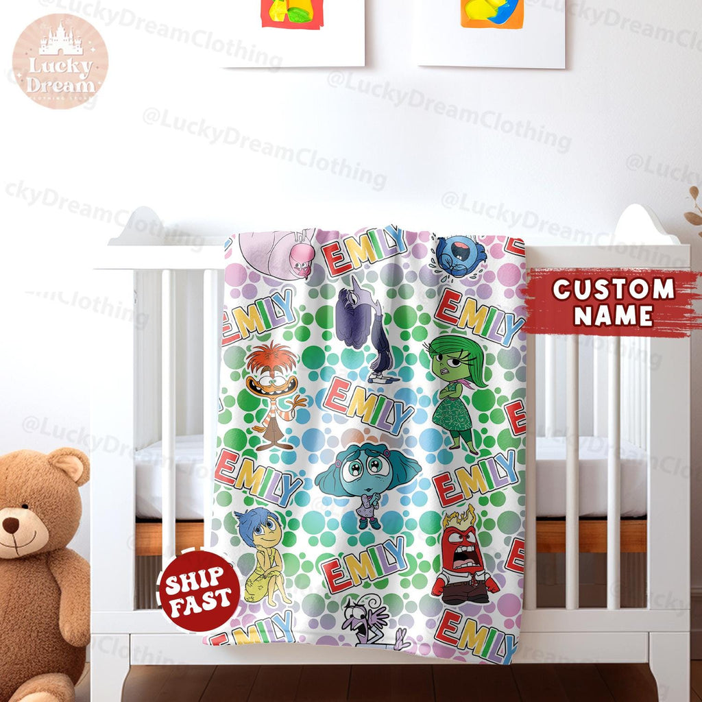 Custom Name Inside Out Blanket Blanket, Pixar Inside Out, Disneyland Inside Out Blanket, Birthday Gift For Boy and Girl, Home Decor