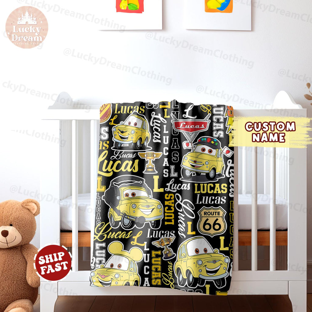 Personalized Disney Cars Blanket, Custom Name Lightning McQueen Birthday Boy/Girl Home Decor Family Cars Birthday, Family Cars Birthday Boy